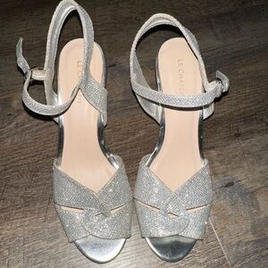 Le Chateau silver sparkle wedges